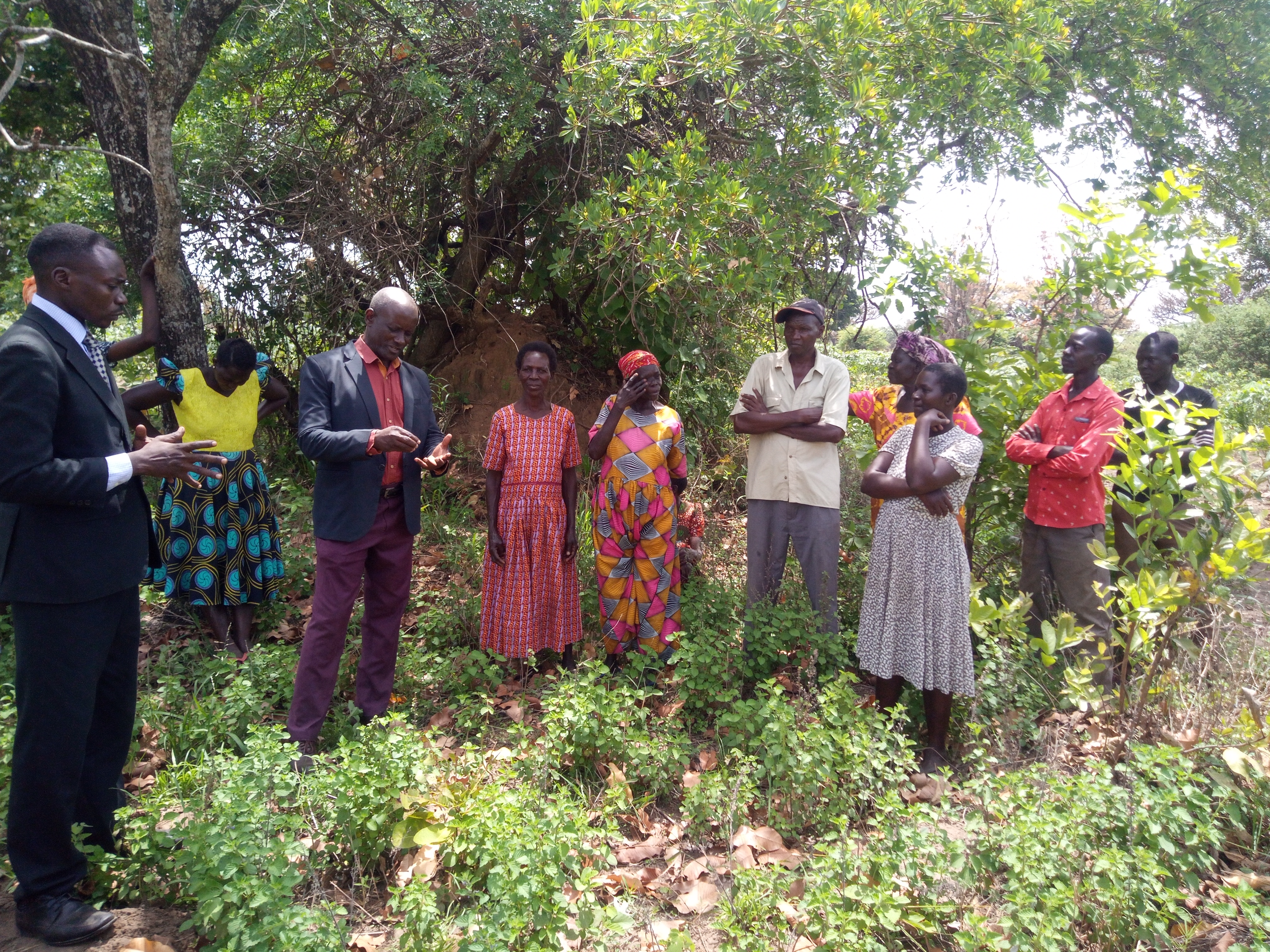 The Resident District Commissioner, Mr Olinga Tom Otukol addressing the locals of Atarukot village during handover of the site for construction of borehole on Thursday.